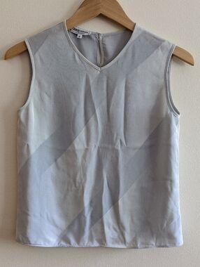 Giorgio Armani Light Gray Striped Sleeveless V-Neck Camisole